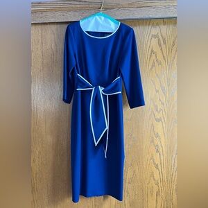 Adrianna Papell Royal Blue Dress with White Trim